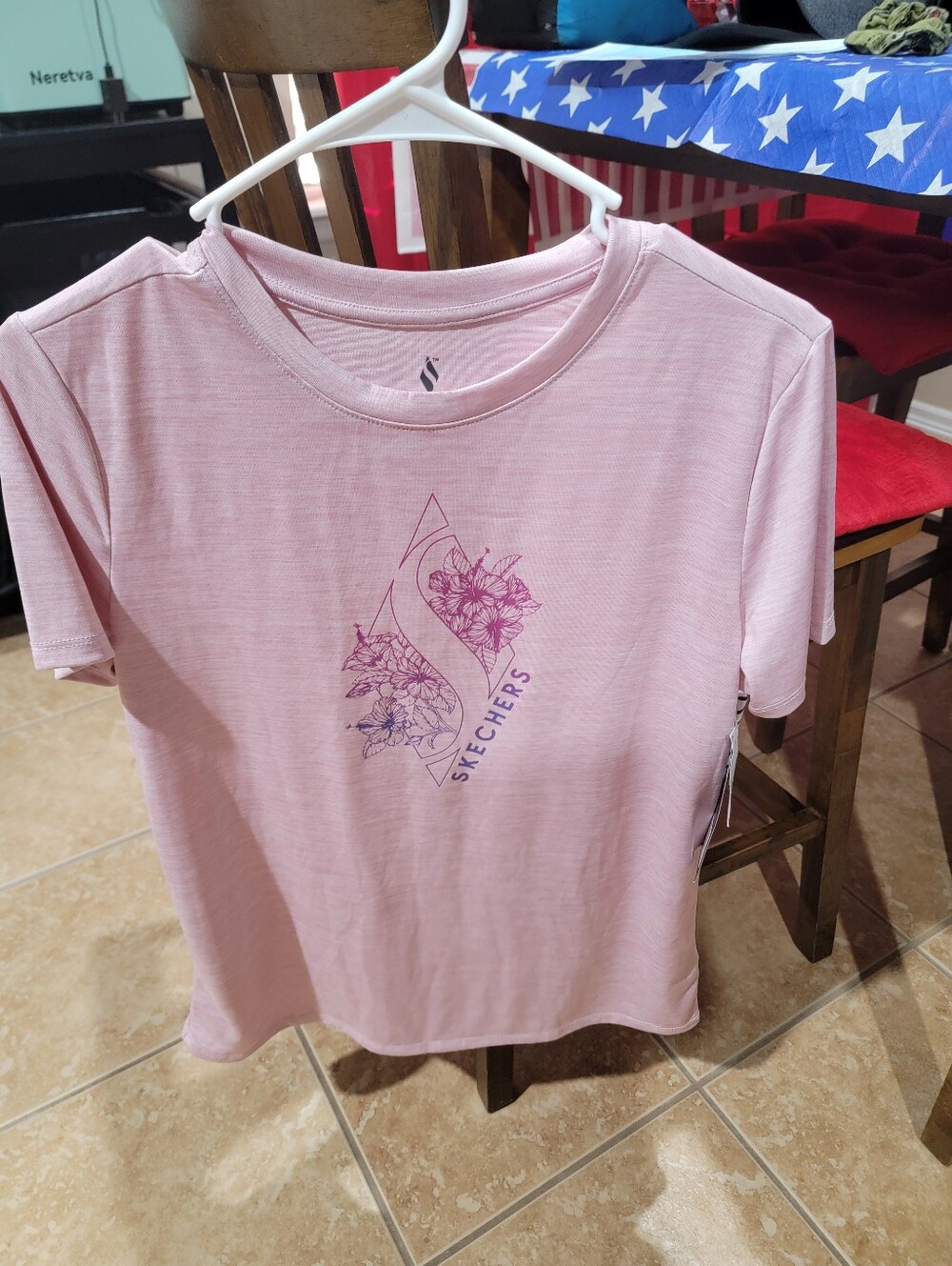 Skechers Light Pink Floral Logo Tee